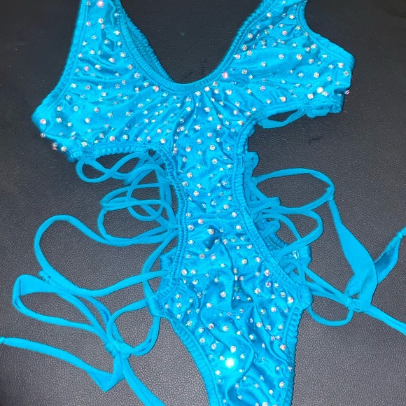 Swim Bedazzled One Piece Body Suit Handmade Poshmark